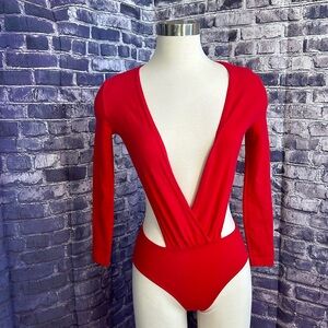 American Apparel red low cut bodysuit